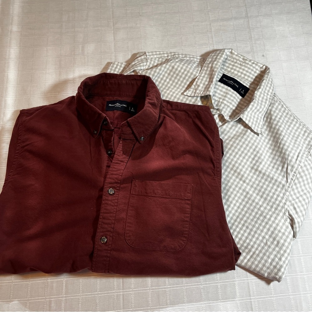 Abercrombie & Fitch Bundle of 2 Long Sleeve Button Down Men's Large Preppy